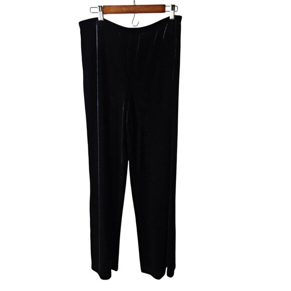 Chico's Pants - Chico's Black Velvet Pull On Elastic Waist Stretch Wide Leg Pants Size 3 or XL